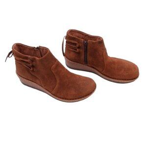 NEW Born Women’s Viana Leather Wedge Bootie Size 8 Brown Distressed
